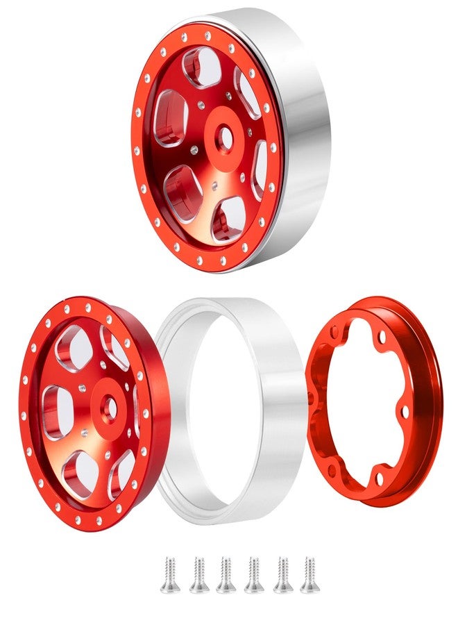 RCLIONS 1.3inch Aluminium Beadlock Wheel Rims 70g for TRX4M SCX24 1/24 1/18 Scale RC Crawler Car Upgrade Parts (Red) - Image 3